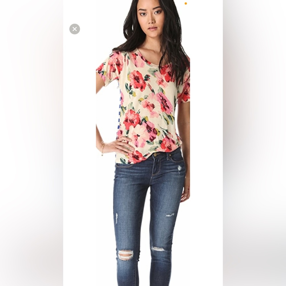 Madewell blue striped cream pink floral sh…